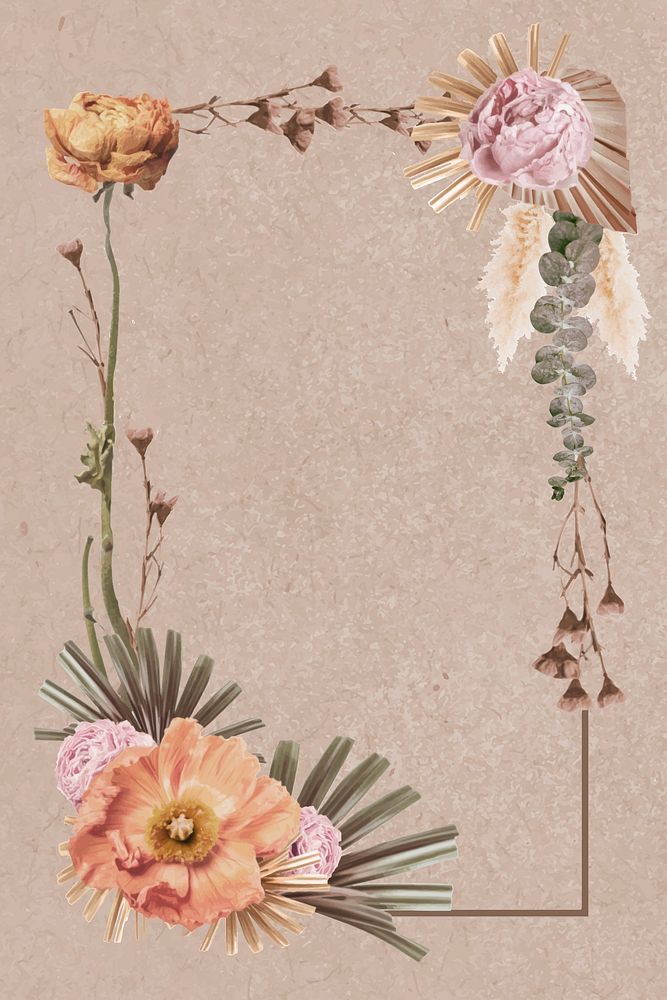 Romantic flower frame pink background, aesthetic design vector