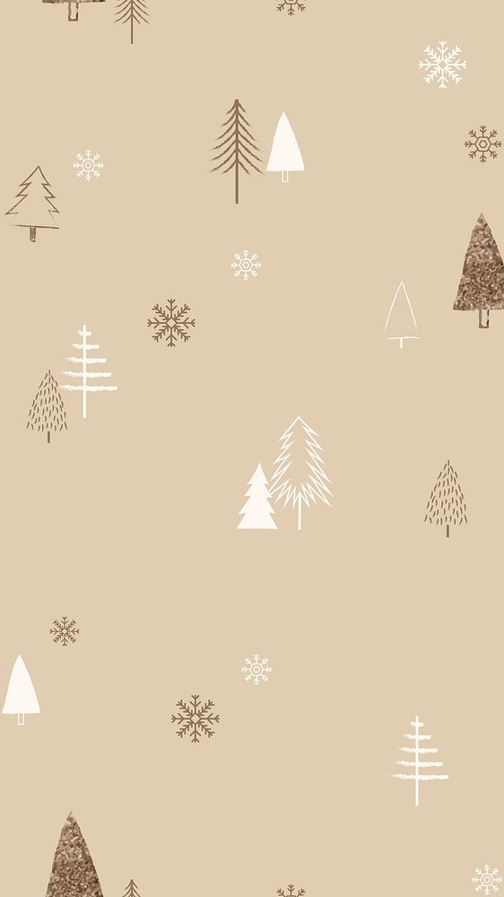 Christmas tree mobile wallpaper, cute beige pattern