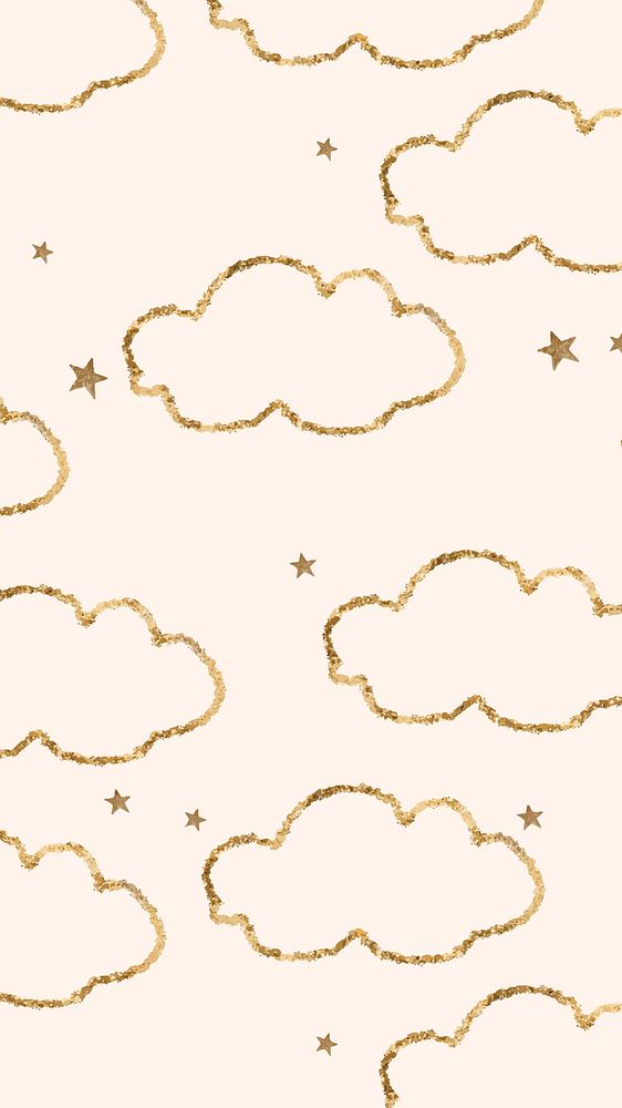 Aesthetic cloud iPhone wallpaper, glittery pattern