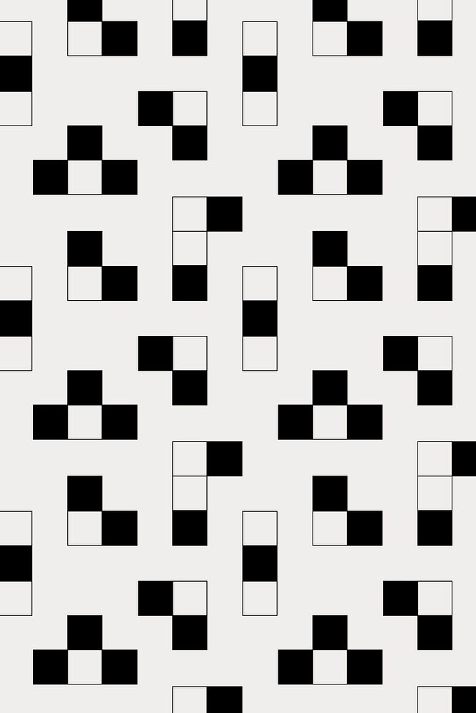 Geometric blocks pattern background, black and white