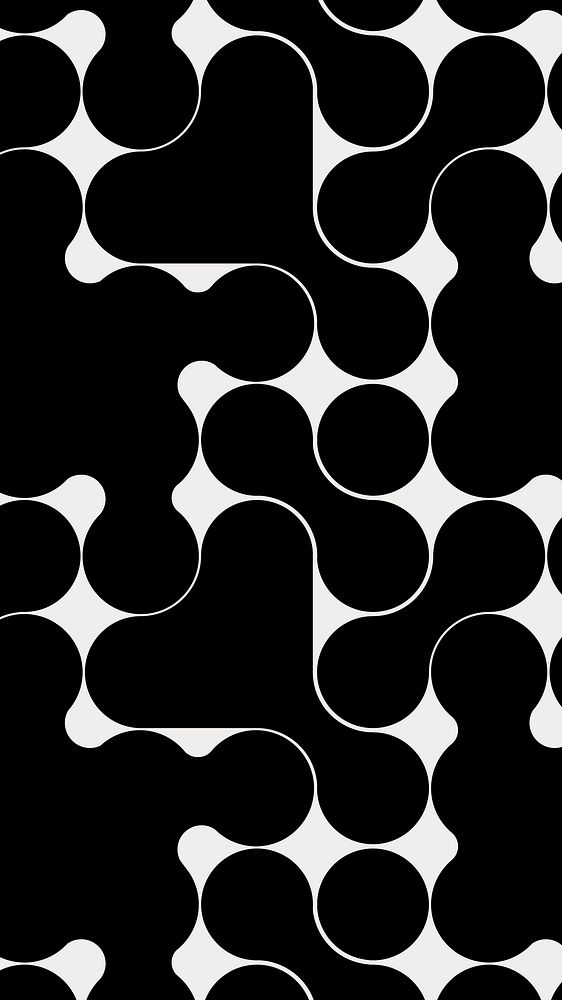 Abstract geometric pattern phone wallpaper, black bauhaus
