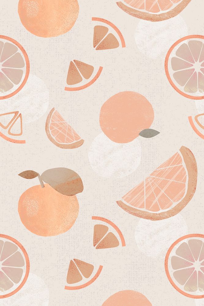 Pastel grapefruit background, fruit pattern with texture