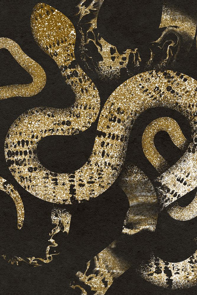 Gold snake pattern background, animal glitter aesthetic
