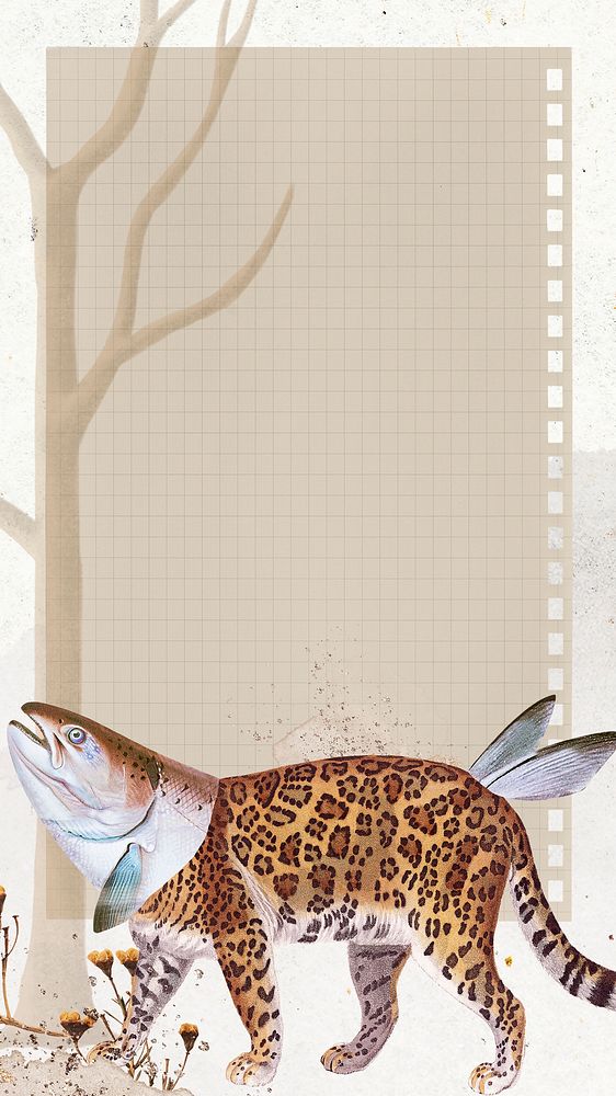 Retro collage instagram story with note, editable vintage surreal animal scrapbook artwork wallpaper and social media 
