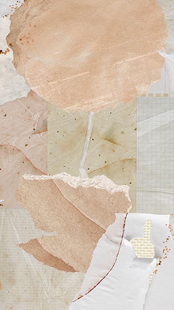 Aesthetic collage mobile wallpaper, pastel paper texture