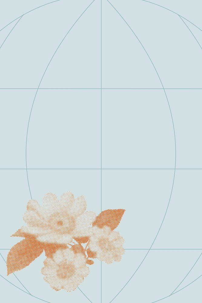 Retro halftone daisy background, flowers on sphere grid wallpaper, abstract modern design remix vector
