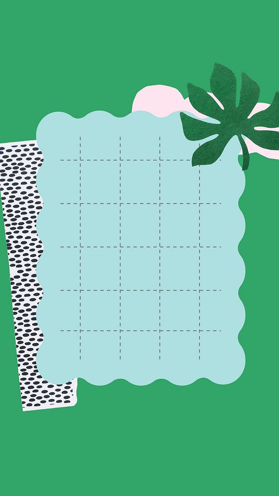Green iPhone wallpaper, botanical notepaper design vector
