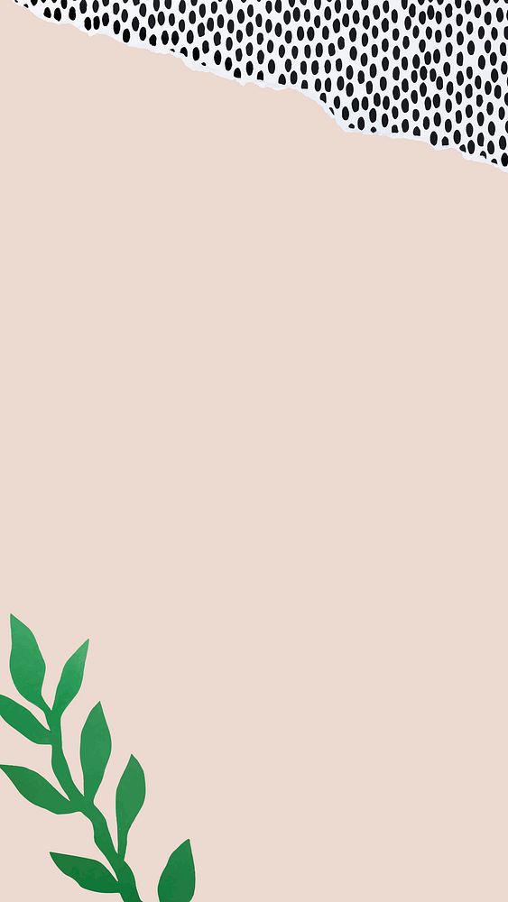 Simple phone wallpaper, abstract cream background, botanical graphic vector