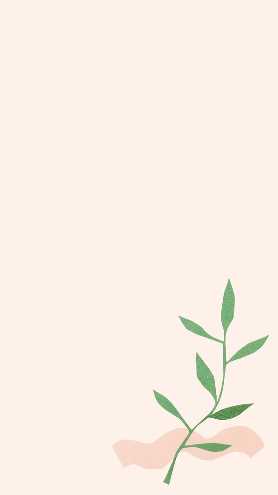 Simple iPhone wallpaper, botanical element on cream background vector
