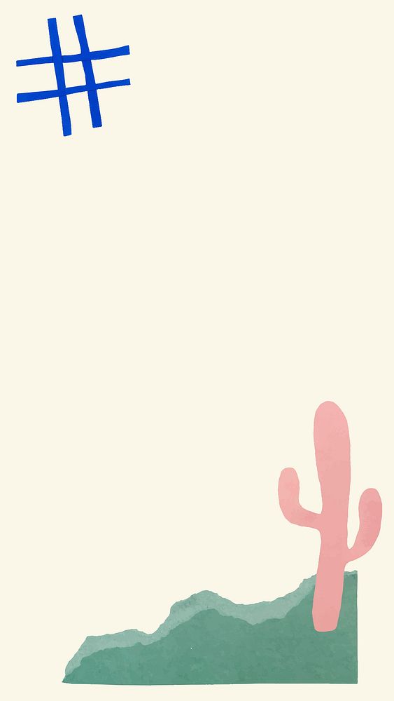 Cream iPhone wallpaper, simple plant design vector