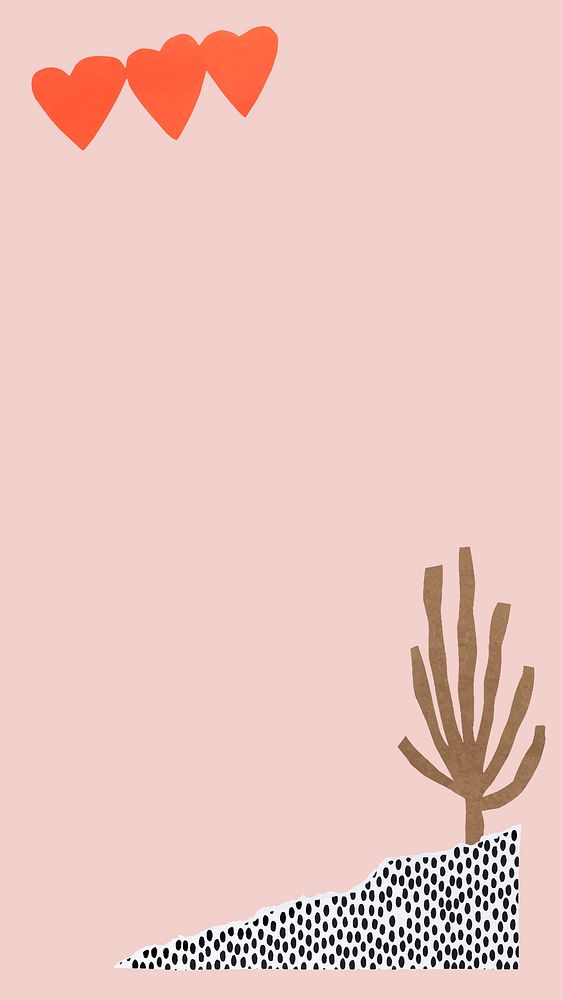 Pink phone wallpaper, cute botanical design vector