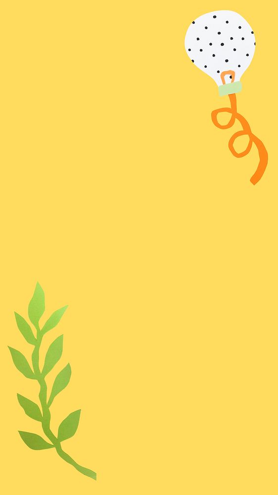 Yellow iPhone wallpaper, leaf paper cut design 