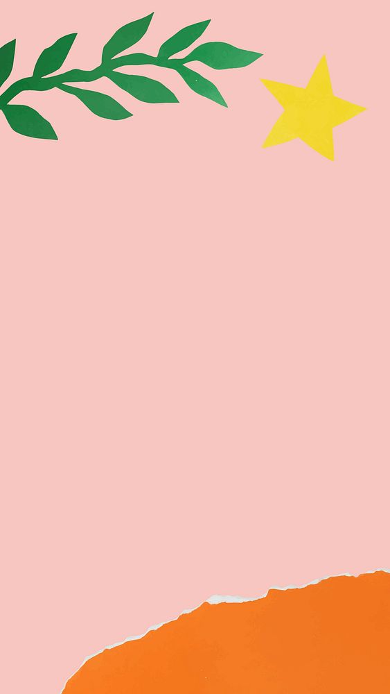 Creative phone wallpaper, simple pink design, paper cut style vector