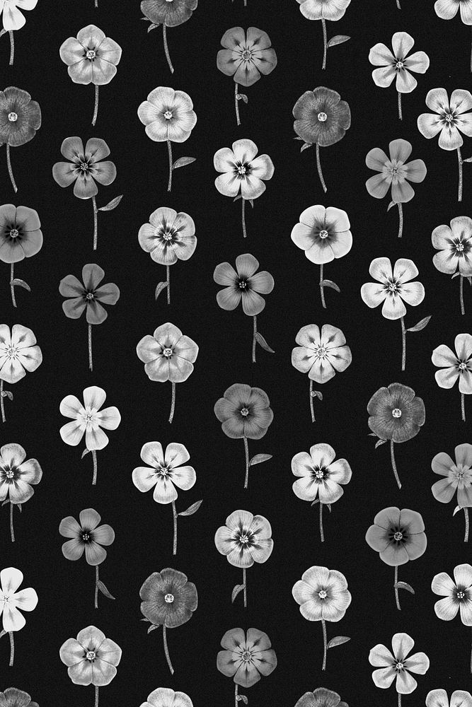Black botanical pattern background, natural design, remixed from original artworks by Pierre Joseph Redout&eacute;