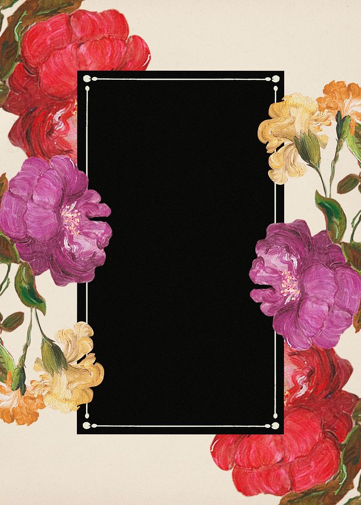 Vintage flower poster frame, botanical design, remixed from original artworks by Pierre Joseph Redout&eacute;