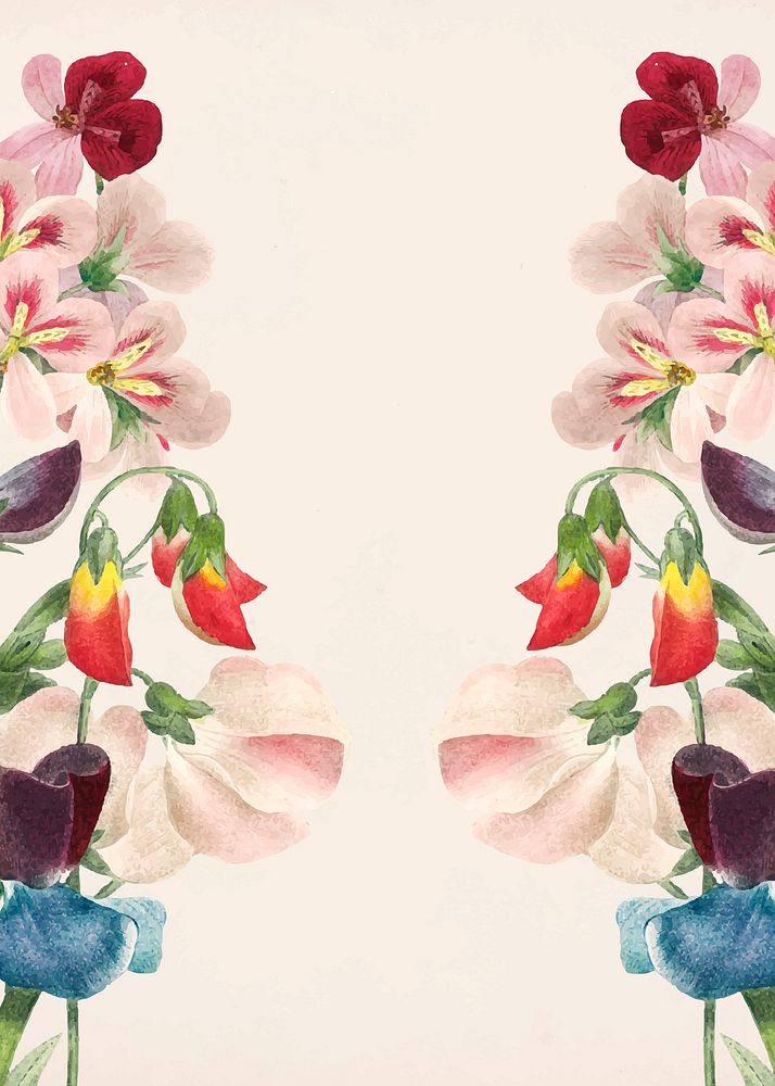 Aesthetic floral poster border frame, botanical design vector, remixed from original artworks by Pierre Joseph Redout&eacute;