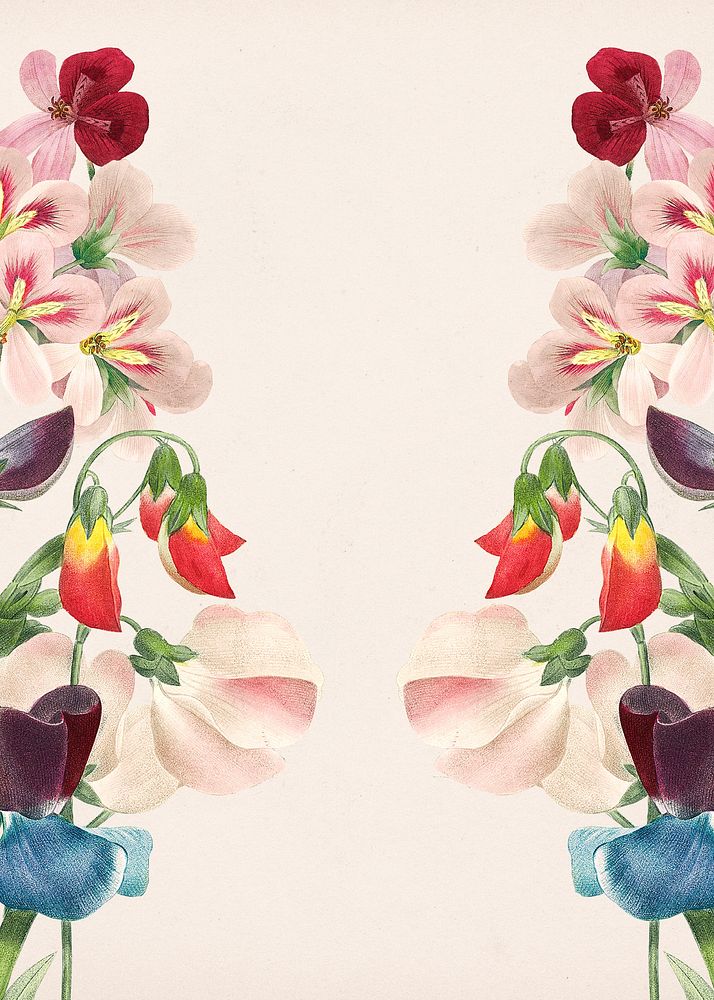 Aesthetic floral poster border frame, botanical design, remixed from original artworks by Pierre Joseph Redout&eacute;