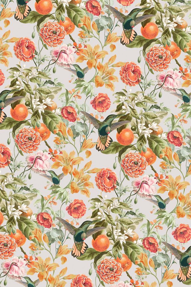 Botanical pattern background, vintage design, remixed from original artworks by Pierre Joseph Redout&eacute;