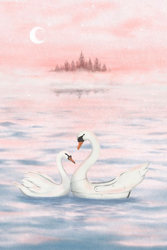 Mute swan lovers background, simple illustration 