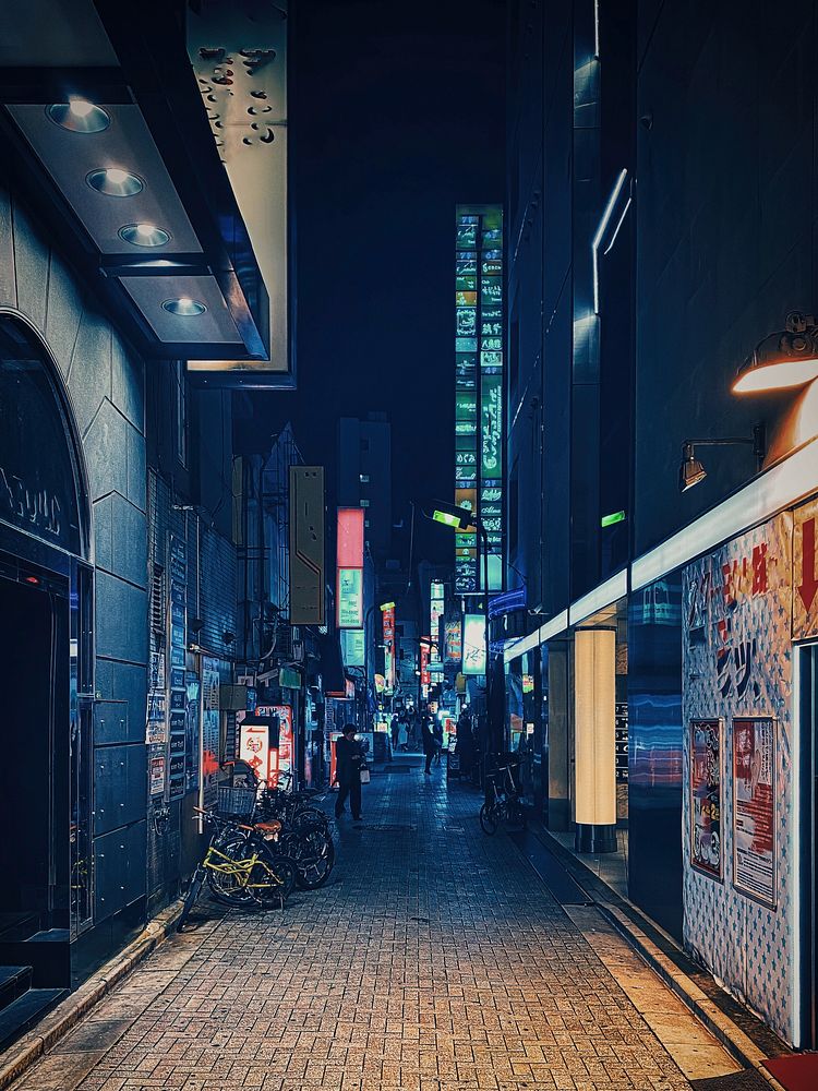 Free Japanese street at night image, public domain travel CC0 photo.