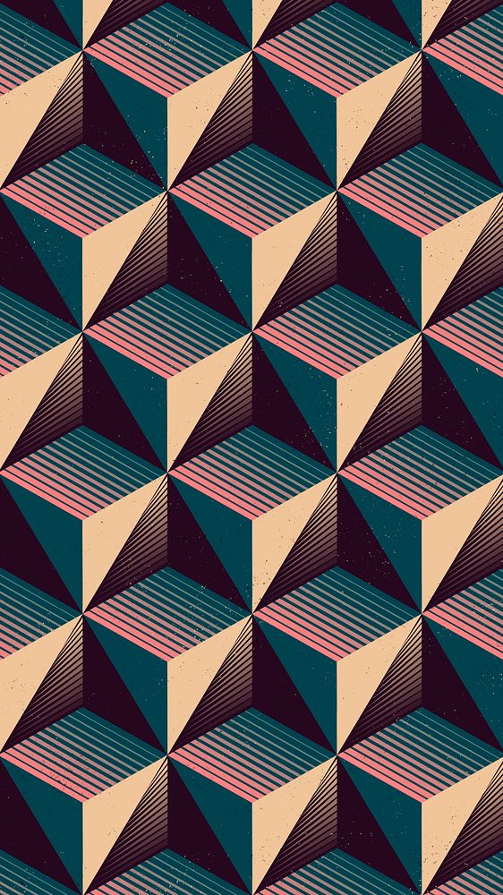 Tetrahedron pattern phone wallpaper, seamless abstract background 