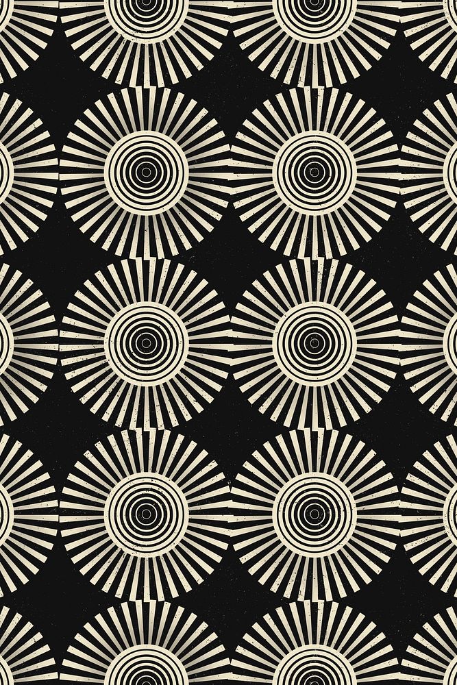 Retro pattern background, black hypnotic geometric design 