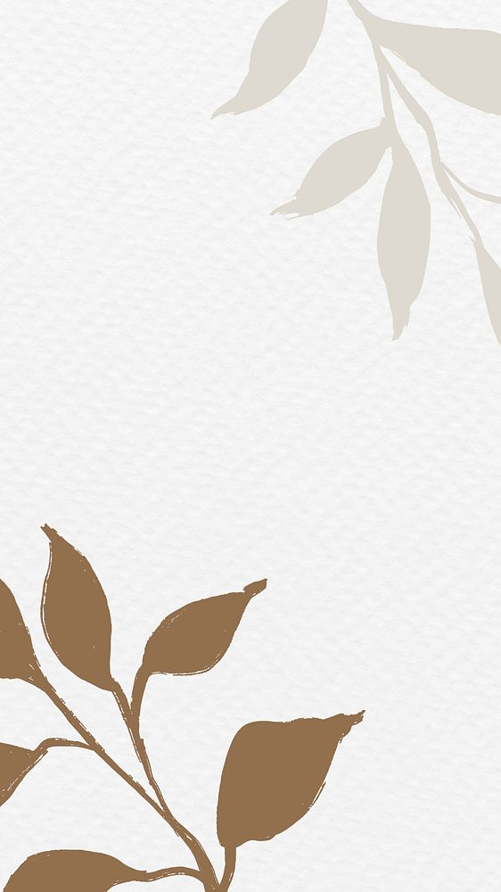 Minimal leaf phone wallpaper, botanical earth tone background