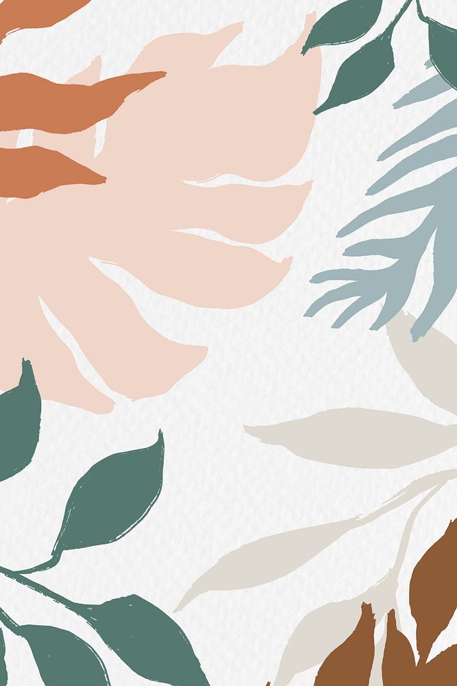 Simple leaf background, pastel botanical illustration
