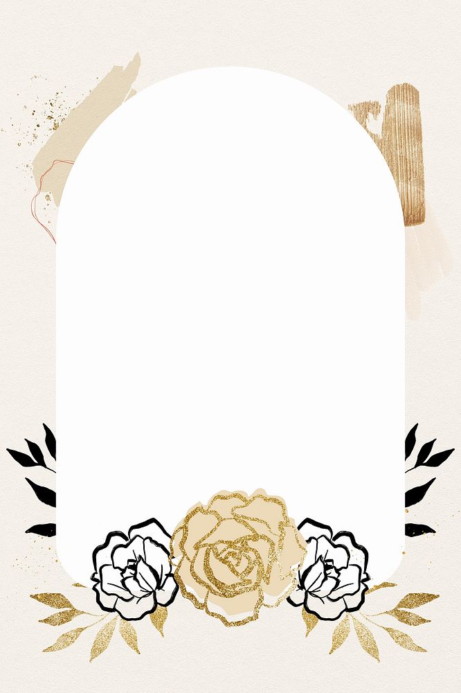 Minimal botanical frame, arch pastel illustration for wedding card psd