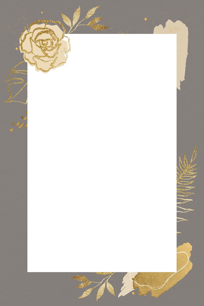 Simple floral frame, rectangular design for wedding card psd