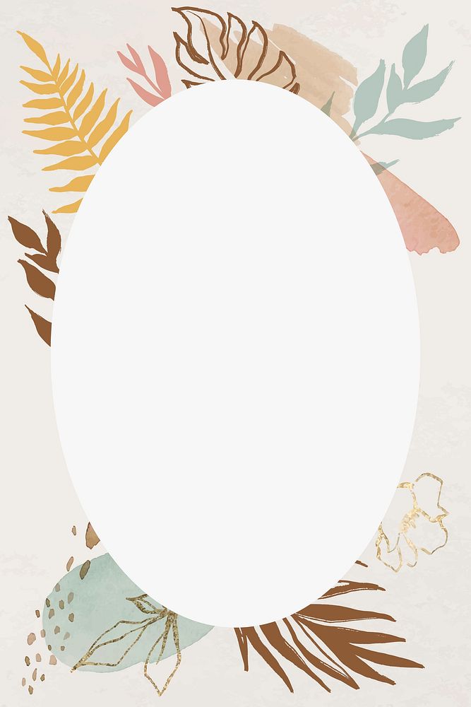 Simple leaf frame, vintage botanical hand drawn graphic design vector