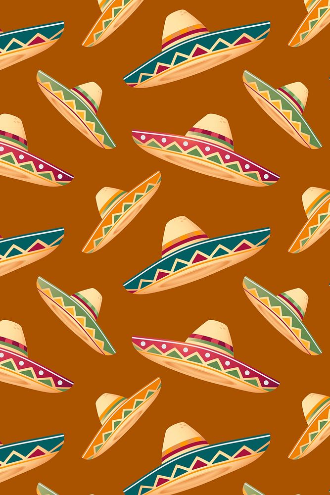 Mexican hat pattern background, Sombrero doodles