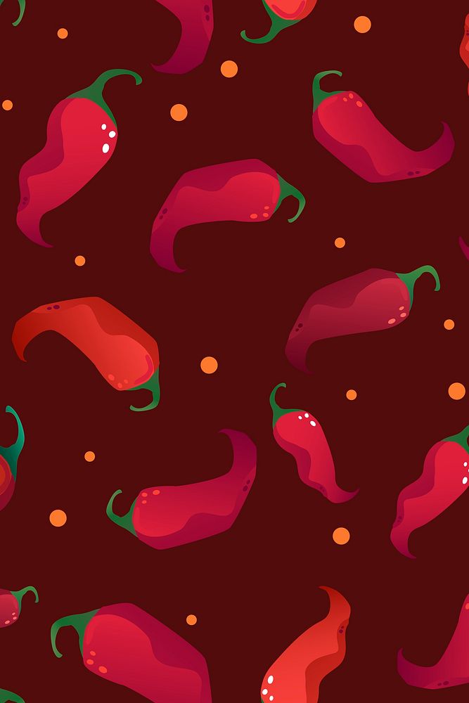 Red chili pattern background, Mexican doodles