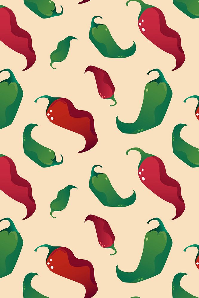 Chili pattern background, Mexican doodles