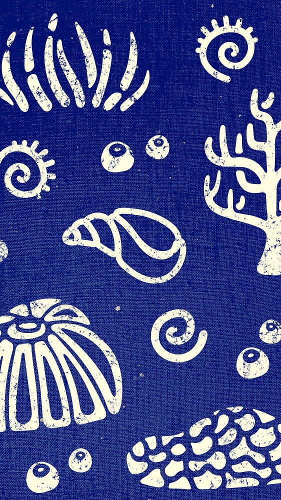 Blue ocean mobile wallpaper, coral reef illustration