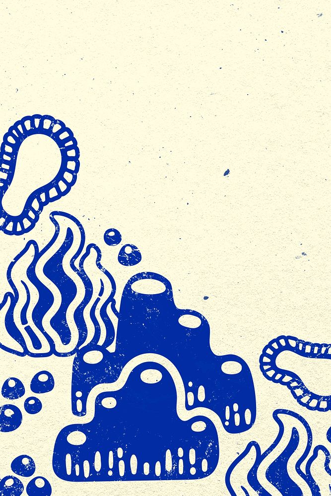 Blue cute background, marine life illustration