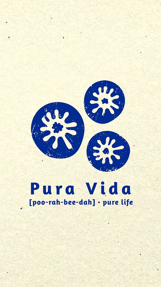 Ocean story template, Pura Vida, marine creature design vector in blue