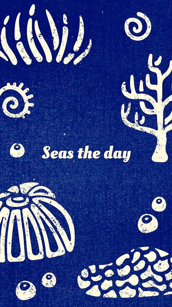 Ocean quote story template, marine creature design vector in blue, Seas the day