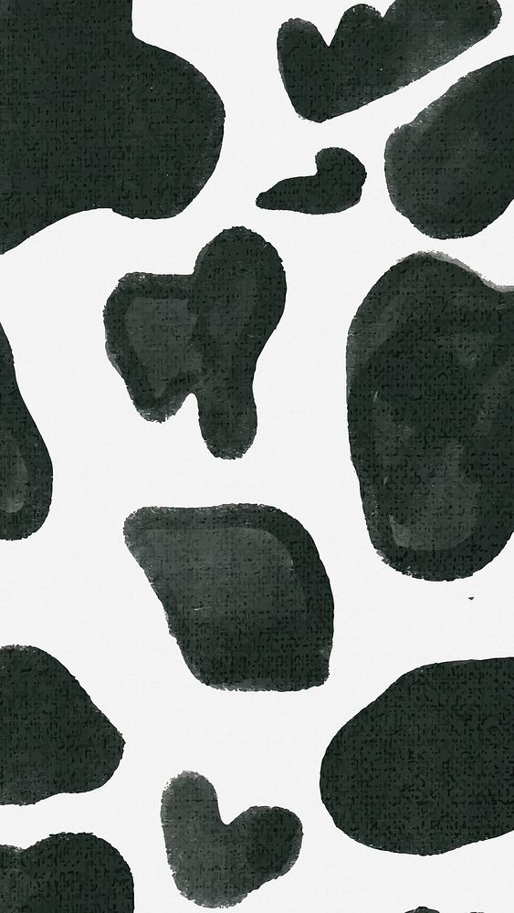 Cow pattern iPhone wallpaper, black&white animal print design