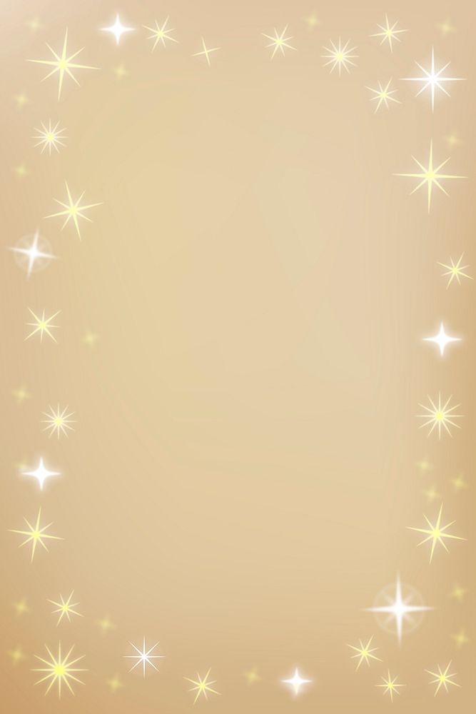 Gold stars frame background, festive design borders vector