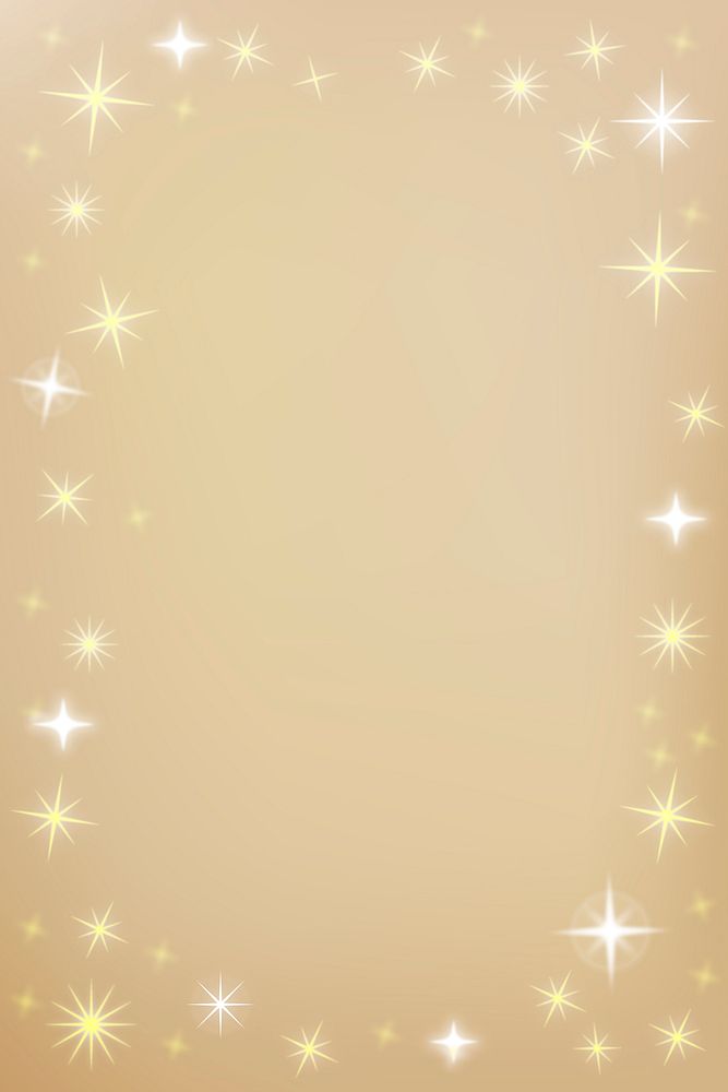 Gold stars frame background, festive design borders 
