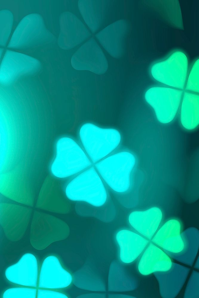 Green clover leaf bokeh light background