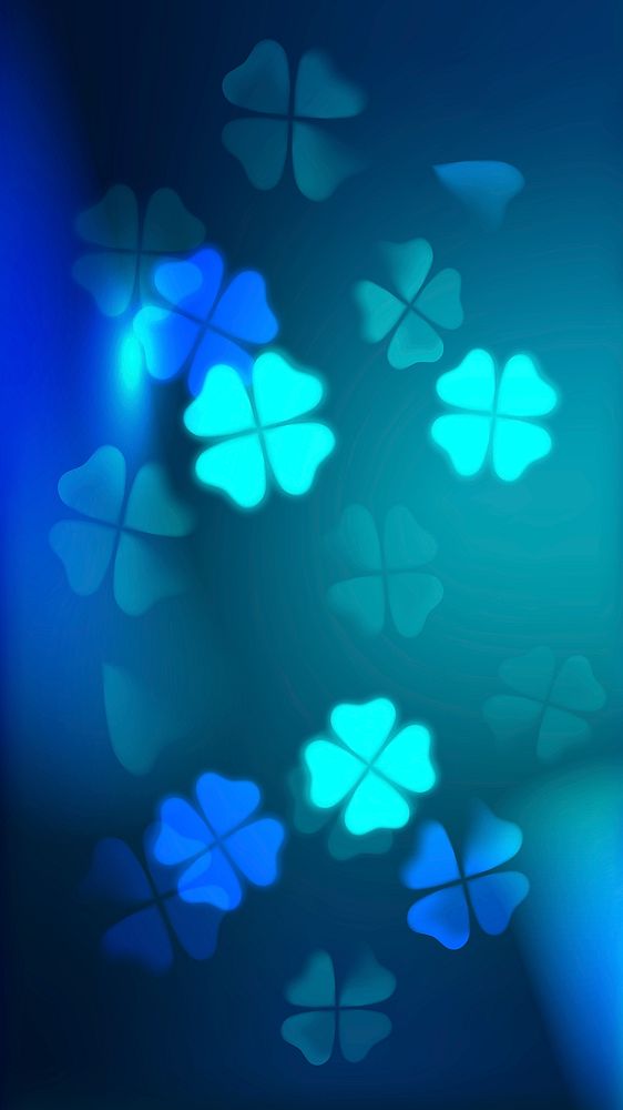 Good luck mobile phone wallpaper, blue clover leaf