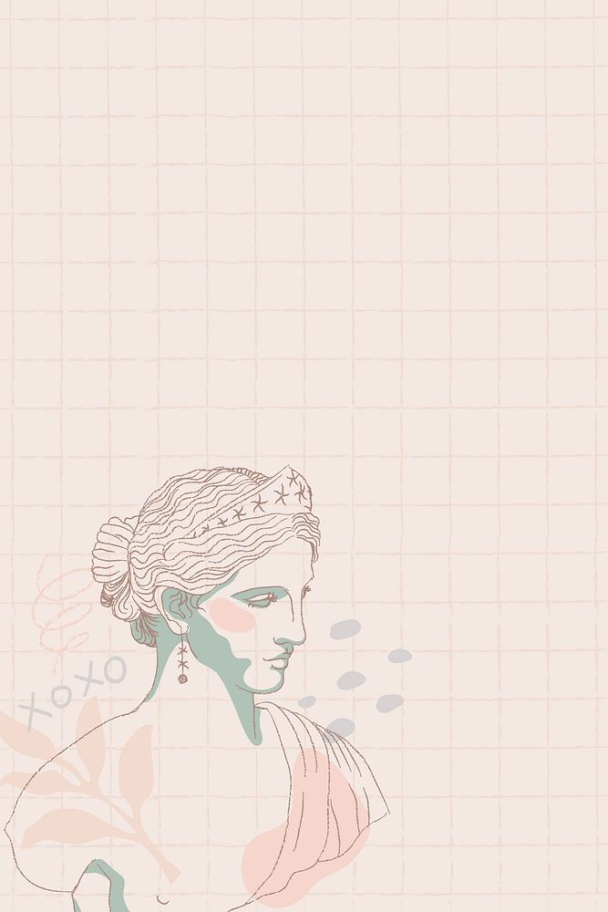 Feminine background, grid pattern background, Greek statue drawing