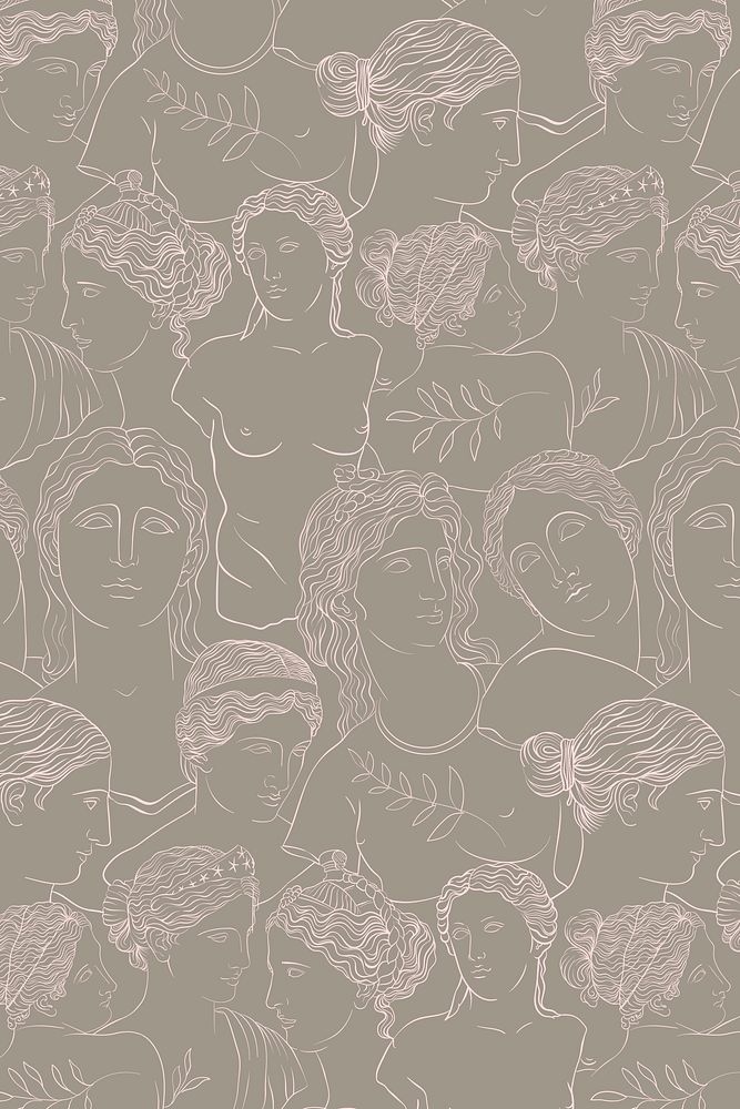 Pink line art pattern background, Greek gods & goddesses drawing
