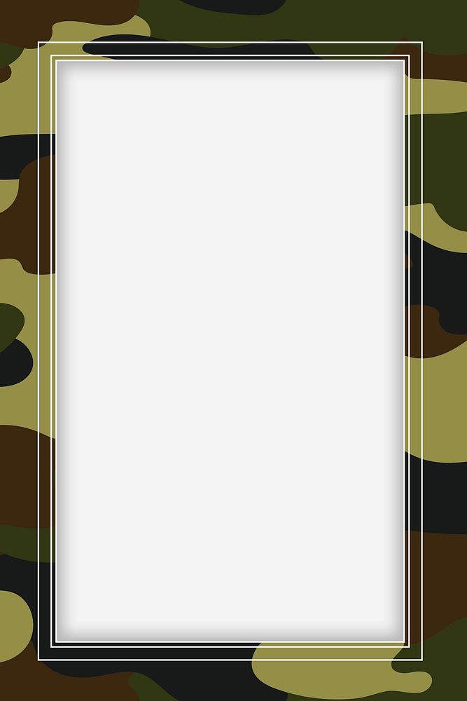 Green camouflage frame border vector, aesthetic pattern background