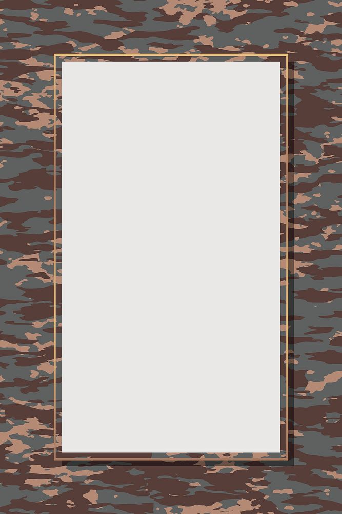 Brown camouflage frame border psd, aesthetic pattern background