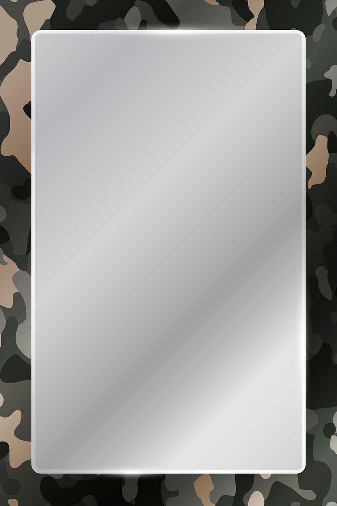 Grey camouflage frame border, aesthetic pattern background design