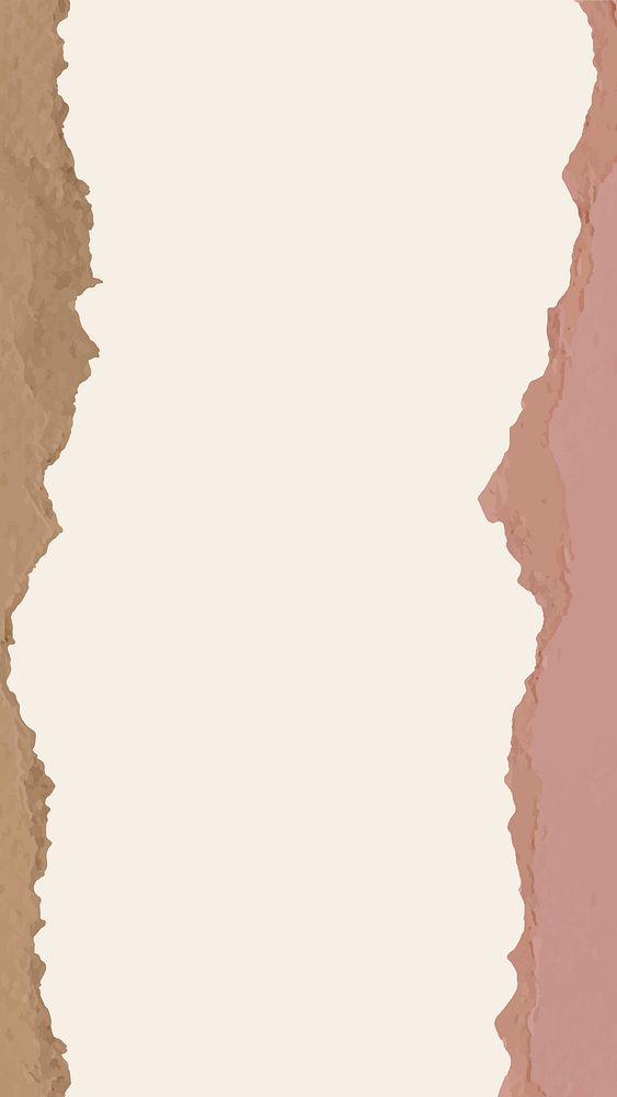 Cream feminine phone wallpaper, ripped paper textured border background vector