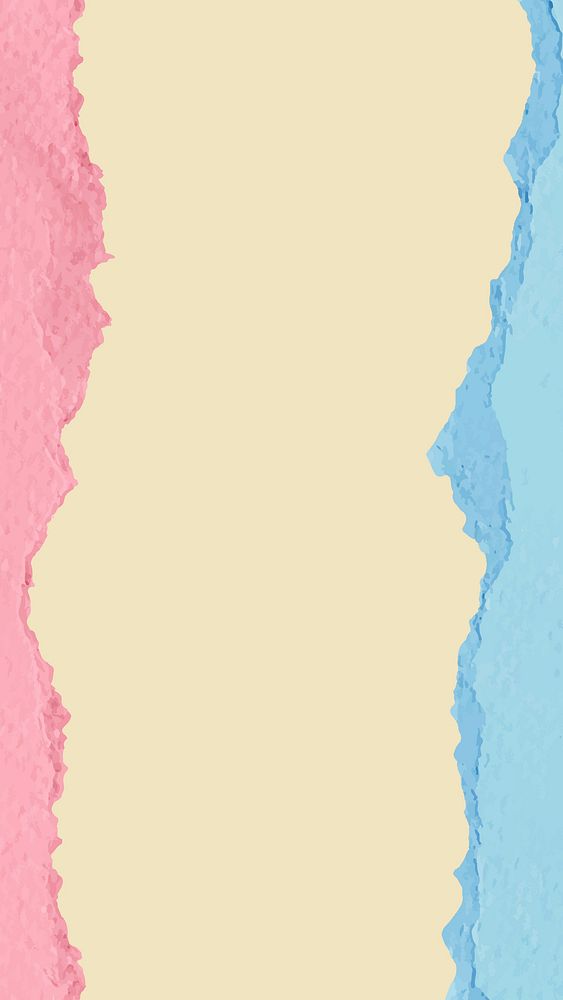 Cute paper border mobile wallpaper, pink and blue feminine background vector
